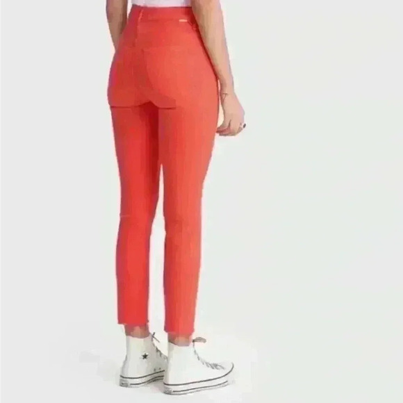 Mother the stunner ankle fray play date denim jeans in tomato red size 28 - Picture 7 of 15